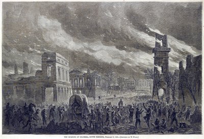 The Burning of Columbia, South Carolina, February 17, 1865, pub. 1865 by William Waud